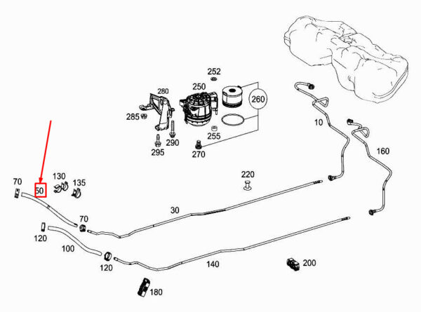 A2224702075 - Mercedes-Benz S W222 fuel supply hose A2224702075, new original