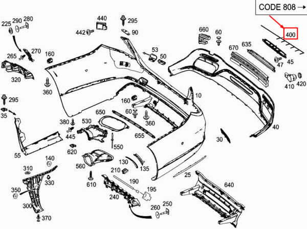 A2225400623 - New MERCEDES-BENZ S W222 Rear Bumper Parking Aid Wiring A2225400623
