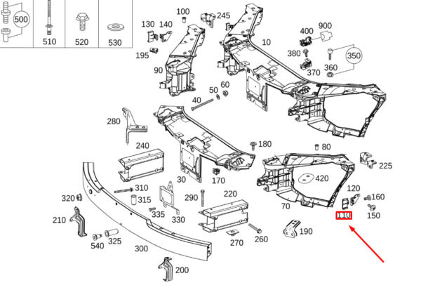 A2226260313 - Mercedes-Benz S W222 Front Left External Angle Mount A2226260313 NEW ORIGINAL