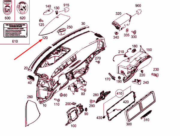 A22268009077P14 - NEW MB S W222 INSTRUMENT PANEL CENTER FILL COVER LHD A22268009077P14 OEM