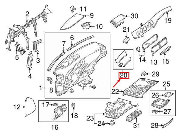 A2226801071 - NEW MERCEDES-BENZ S W222 LEFT DASHBOARD PANEL TRIM MOLDING A2226801071 ORIGINAL