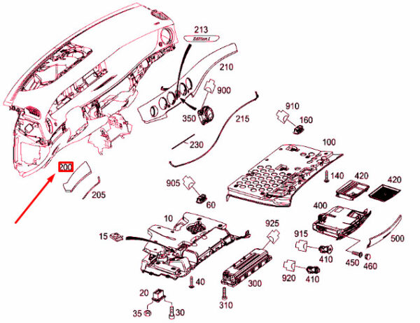A2226804501 - NEW MERCEDES-BENZ S W222 INSTRUMENT PANEL LEFT TRIM LHD A2226804501