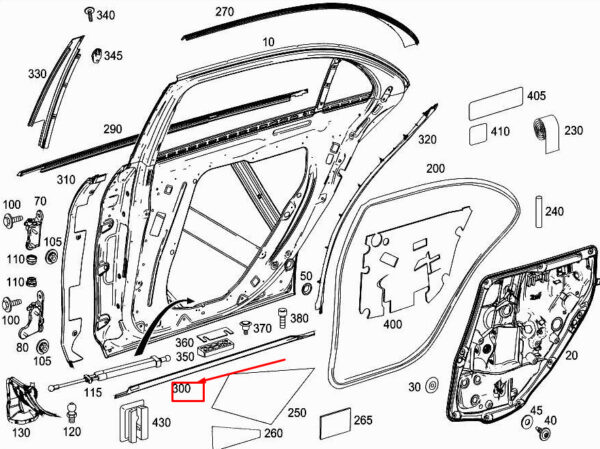 A2226900470 - NEW MERCEDES-BENZ S W222 REAR DOOR LEFT BOTTOM COVER STRIP A2226900470