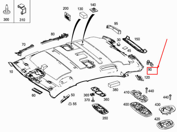 A2226920560 - Mercedes-Benz S W222 roof absorber left A2226920560 NEW ORIGINAL