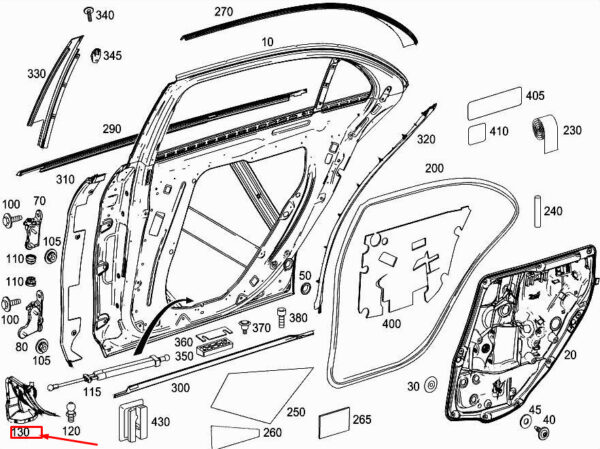 A2227330294 - NEW MERCEDES-BENZ S W222 REAR RIGHT DOOR STRAP BELLOW A2227330294