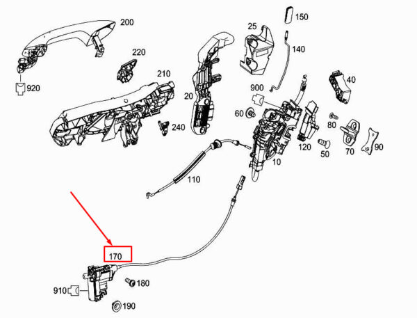 A2227601600 - Mercedes-Benz S W222 door locking aid rear right A2227601600, original part