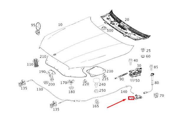 A2228806901 - NEW MERCEDES-BENZ S W222 FRONT HOOD RELEASE HANDLE A2228806901 ORIGINAL