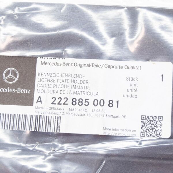 A2228850081 - MERCEDES-BENZ S W222 Front Licence Plate Molding A2228850081 NEW GENUINE