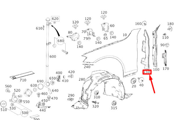 A2228850137 - NEW MERCEDES-BENZ S W222 FRONT RIGHT FENDER ABSORBER A2228850137 GENUINE