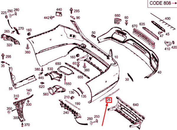 A2228851121 - NEW MERCEDES-BENZ S W222 REAR LEFT BUMPER TRIM A2228851121