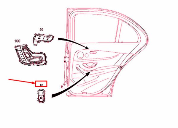 A22290598089051 - New MB E W213 Rear Door Window Regulator Switch A22290598089051