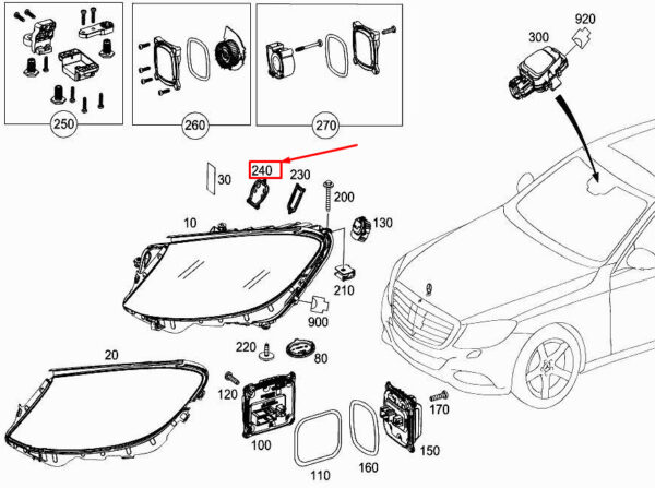A2229068604 - Mercedes-Benz S W222 Headlight Fan A2229068604, New Original