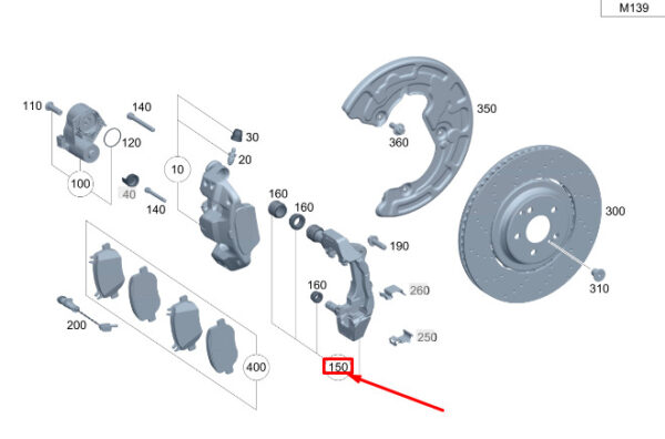 A2234234300 - New MERCEDES-BENZ W206 C43 AMG Rear LH Brake Caliper Carrier A2234234300