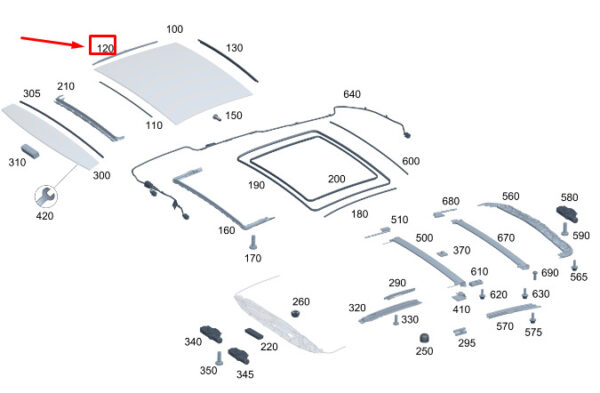 A2237822200 - New MERCEDES-BENZ S W223 Right Sunroof Cover Rail A2237822200