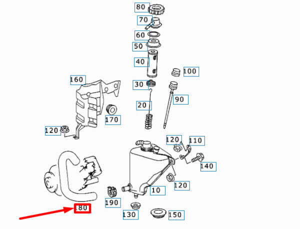 A2303200155 - NEW MERCEDES-BENZ SL R230 OIL TANK TO PUMP HOSE A2303200155 ORIGINAL