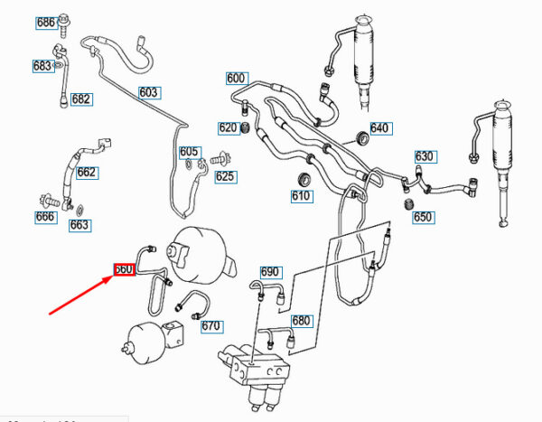 A2303201654 - NEW MERCEDES-BENZ SL R230 HYDRAULIC SYSTEM OIL LINE A2303201654 ORIGINAL