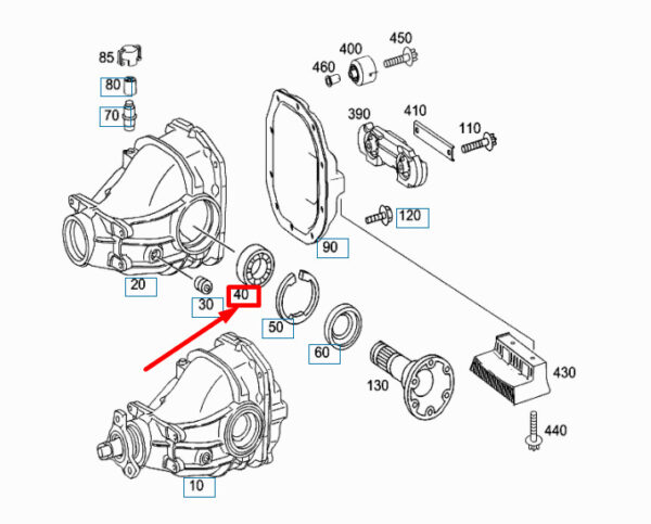 A2303500249 - NEW MB E W211 REAR DIFFERENTIAL TAPERED ROLLER BEARING A2303500249 ORIGINAL