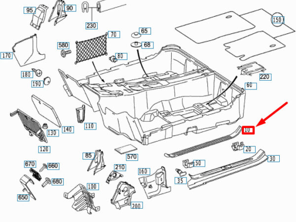 A23068001359051 - NEW MERCEDES-BENZ SL R230 FRONT LEFT DOOR INSIDE RAIL A23068001359051 ORIGINAL