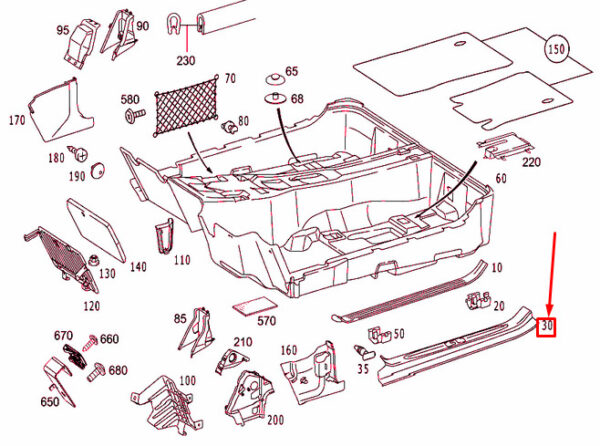 A23068049359051 - NEW MERCEDES-BENZ SL R230 LEFT OUTSIDE RAIL SCUFF PLATE A23068049359051 OEM