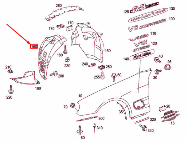 A2306902530 - NEW MERCEDES-BENZ SL R230 FRONT LEFT WHEELHOUSE COVER A2306902530 OEM