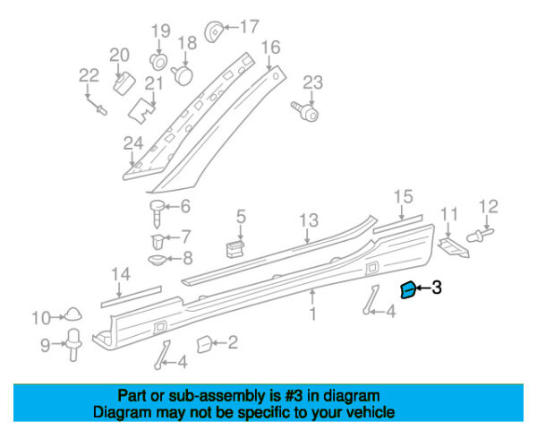 A23069812305359 - Mercedes-Benz Rear Right Rocker Panel Molding Cap A23069812305359