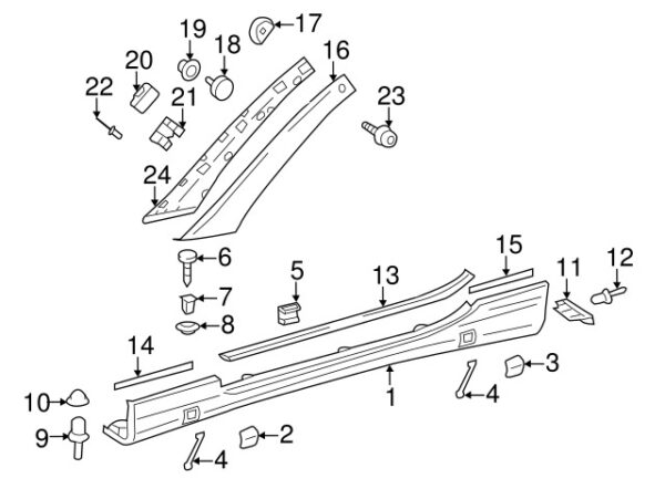 A23069812305359 - Mercedes-Benz Rear Right Rocker Panel Molding Cap A23069812305359