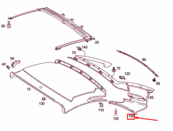 A23079044457J93 - NEW MB SL R230 C-PILLAR INSIDE RIGHT TRIM A23079044457J93