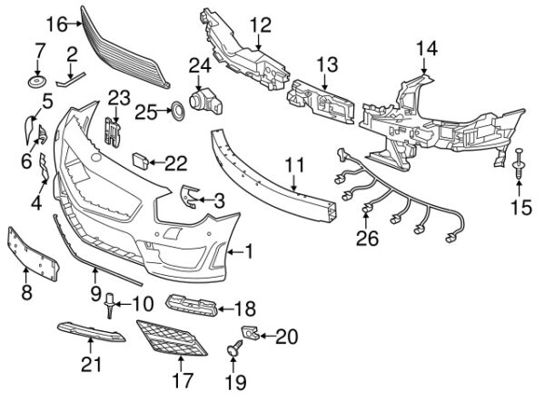A2308852214 - Mercedes-Benz Center Right Bumper Cover Bracket A2308852214