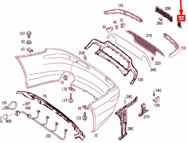 A2308854053 - NEW MERCEDES-BENZ SL R230 REAR BUMPER RIGHT OUTSIDE GRILLE A2308854053 ORIGINAL