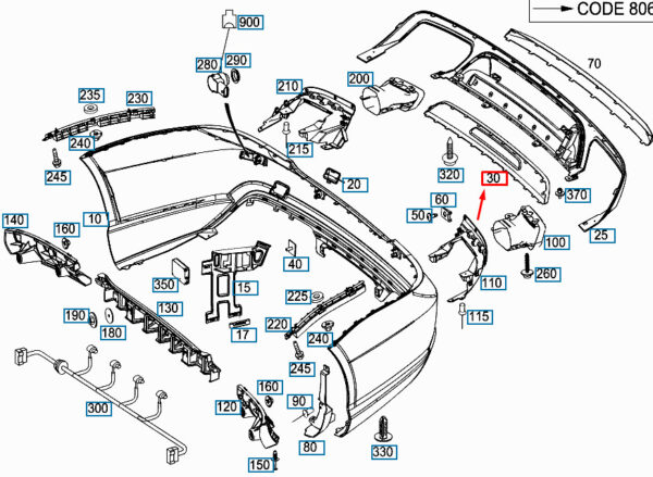 A23188000269999 - New MB SL R231 Rear Bumper Under Ride Protection A23188000269999