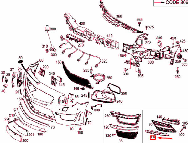 A2318850923 - New MERCEDES-BENZ SL R231 Front Bumper Right Chrome Trim A2318850923