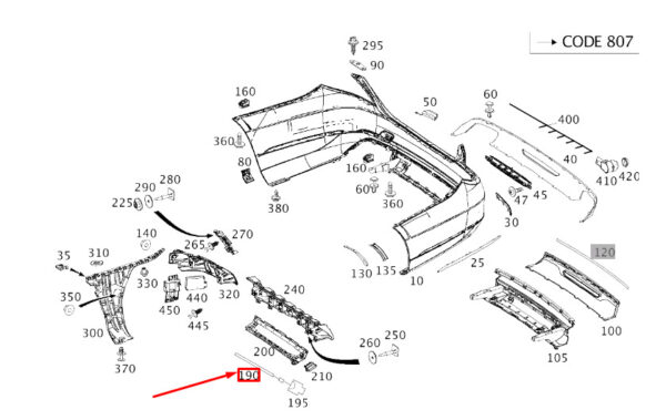 A2319059900 - NEW MB S W222 REAR BUMPER SENSOR UPPER CODING B SWITCH A2319059900