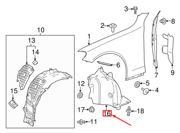 A2386911000 - NEW MB E W213 FRONT RIGHT FENDER WHEEL HOUSING REAR COVER A2386911000 OEM