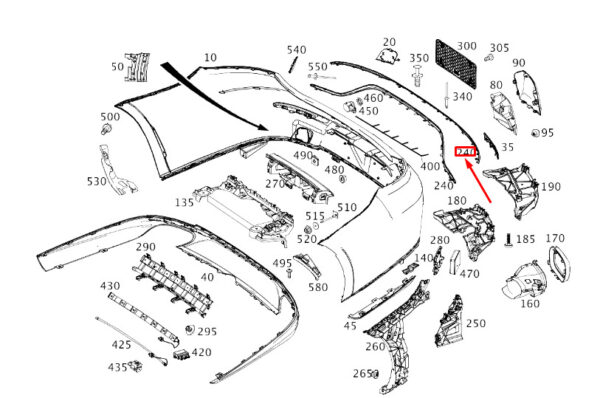 A2388853700 - NEW MERCEDES-BENZ E C238 REAR BUMPER CENTER LOWER TRIM STRIP A2388853700