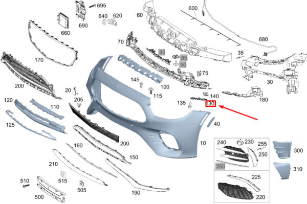 A2388853901 - NEW MB E C238 FRONT BUMPER TO LEFT WHEEL ARCH MOUNTING RAIL A2388853901 ORIGINAL