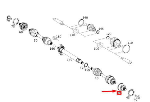 A2463600075 - NEW MB CLA C117 FRONT DRIVE SHAFT LEFT OUTER FIXED JOINT A2463600075 ORIGINAL