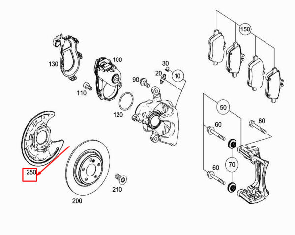 A2464230120 - NEW MERCEDES-BENZ A W176 REAR LEFT BRAKE DISC COVER PLATE