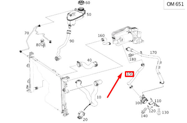 A2465011258 - NEW MB CLA C117 OIL COOLER CIRCULATION PUMP COOLANT HOSE A2465011258 ORIGINAL