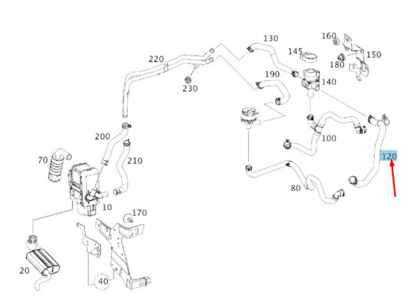 A2465061435 - NEW MB GLA X156 SWITCHOVER VALVE SEPARATING POINT HOSE LHD A2465061435 ORIGINAL