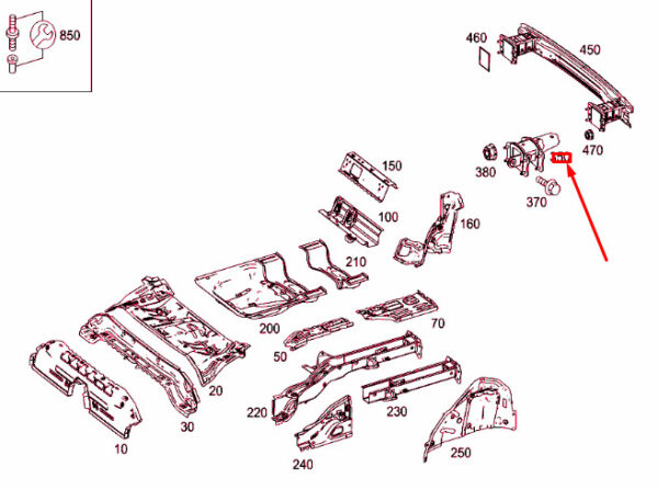 A2466101000 - OEM MB CLA COUPE C117 REAR END FLOOR RIGHT REINFORCEMENT A2466101000 GENUINE
