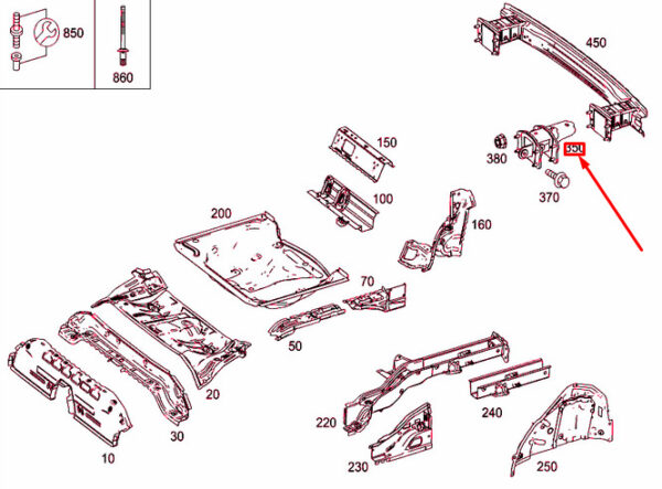 A2466102925 - NEW MERCEDES-BENZ A W176 END FLOOR REAR LEFT REINFORCEMENT A2466102925 ORIGINAL