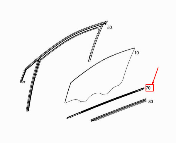 A2467250282 - NEW MERCEDES-BENZ B W246 FRONT RIGHT WINDOW TRIM STRIP A2467250282