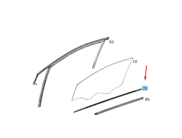 A2467250482 - NEW MB B W246 FRONT RIGHT DOOR WINDOW OUTSIDE TRIM BAR A2467250482 ORIGINAL