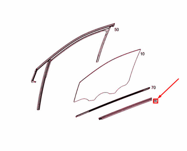 A2467251100 - New MB B W246 Door Window Front Left Inner Seal Rail A2467251100 Genuine