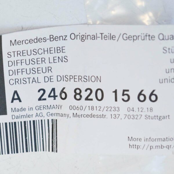 A246820156664 - NEW MERCEDES BENZ B W246 LICENSE NUMBER PLATE LIGHT A2468201566 +OEM