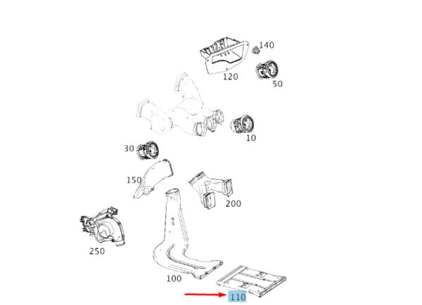 A2468310046 - NEW MERCEDES-BENZ GLA X156 REAR FOOTWELL AIR DUCT A2468310046 GENUINE