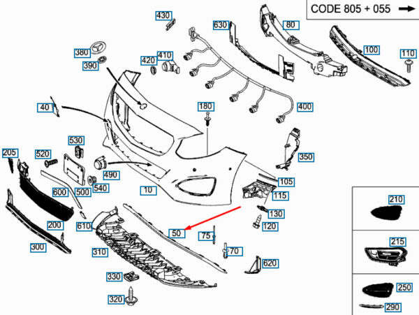 A2468852221 - NEW MERCEDES-BENZ B W246 FRONT BUMPER BOTTOM MOLDING A2468852221 OEM