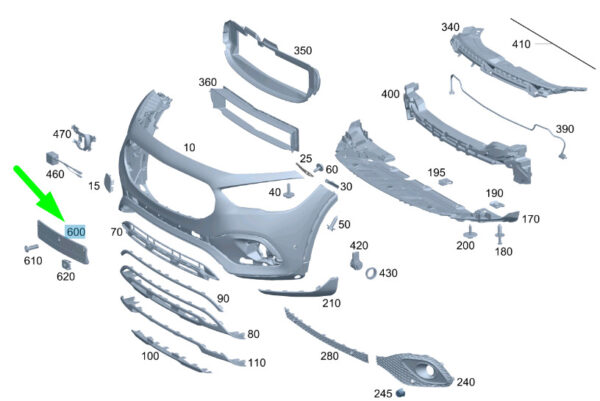 A2478804501 - New Mercedes-Benz GLA H247 Front Number Plate Bracket A2478804501 Genuine