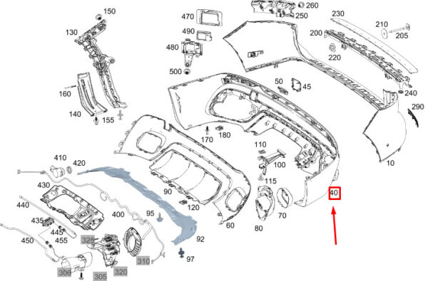 A2478805407 - MB GLB X247 lower molding for rear bumper A2478805407 original part