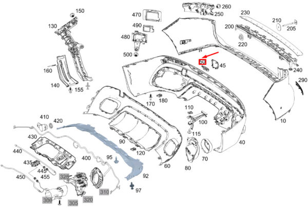 A2478850803 - MB GLB X247 Rear Bumper Top Cover for Towing EyeA2478850803